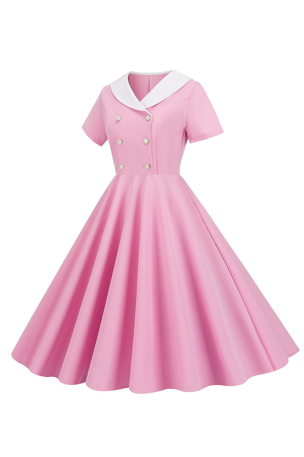 A Linie Rosa kurzes ärmelloses Kleid aus den 1950er Jahren