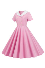 A Linie Rosa kurzes ärmelloses Kleid aus den 1950er Jahren