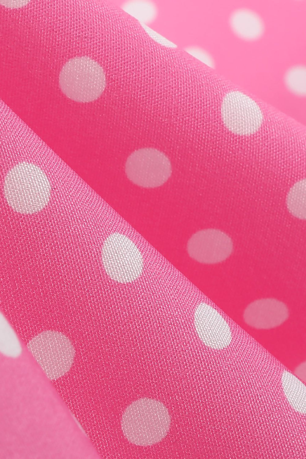 Rosa gepunktetes Peter Pan Vintage Kleid mit kurzen Ärmeln