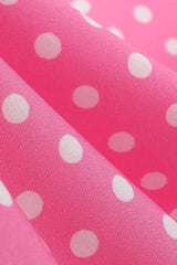 Rosa gepunktetes Peter Pan Vintage Kleid mit kurzen Ärmeln