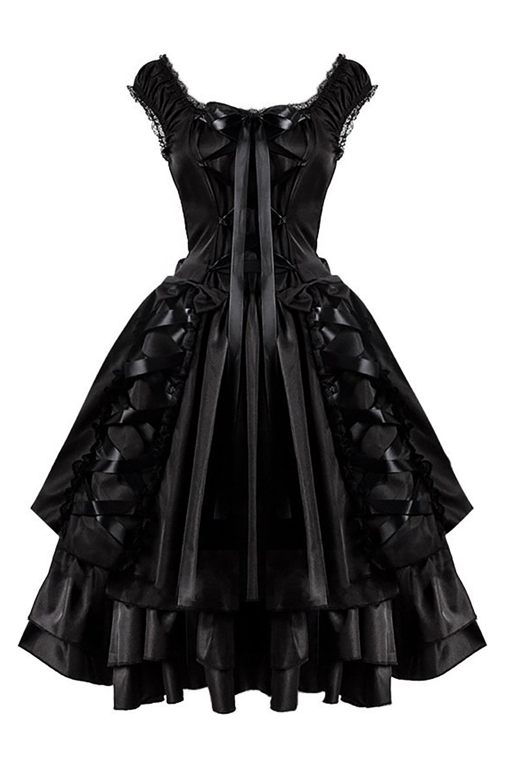 Halloween Schwarzes Vintage Kleid mit Spitze
