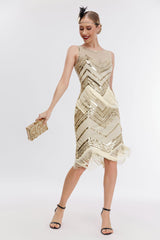 Glitzerndes Gatsby Kleid mit Pailletten und Fransen aus den 1920er Jahren