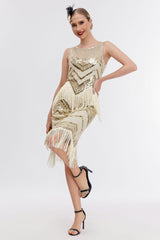 Glitzerndes Gatsby Kleid mit Pailletten und Fransen aus den 1920er Jahren