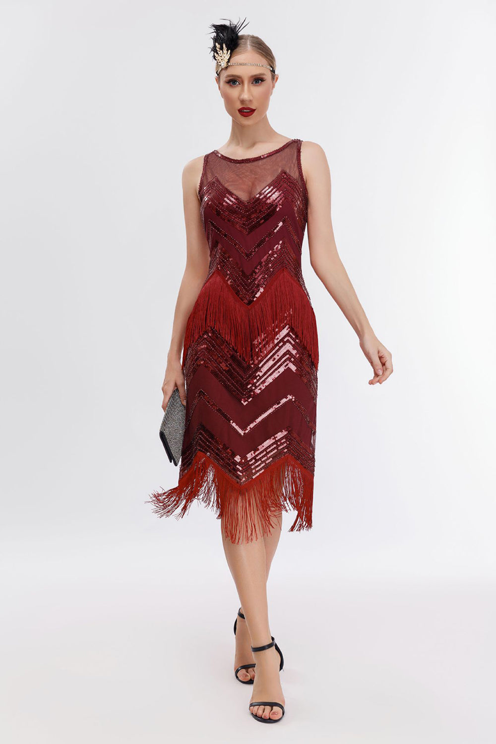 Glitzerndes Gatsby Kleid mit Pailletten und Fransen aus den 1920er Jahren