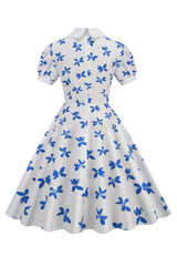 Weißes Vinrage Kleid mit kurzen Ärmeln
