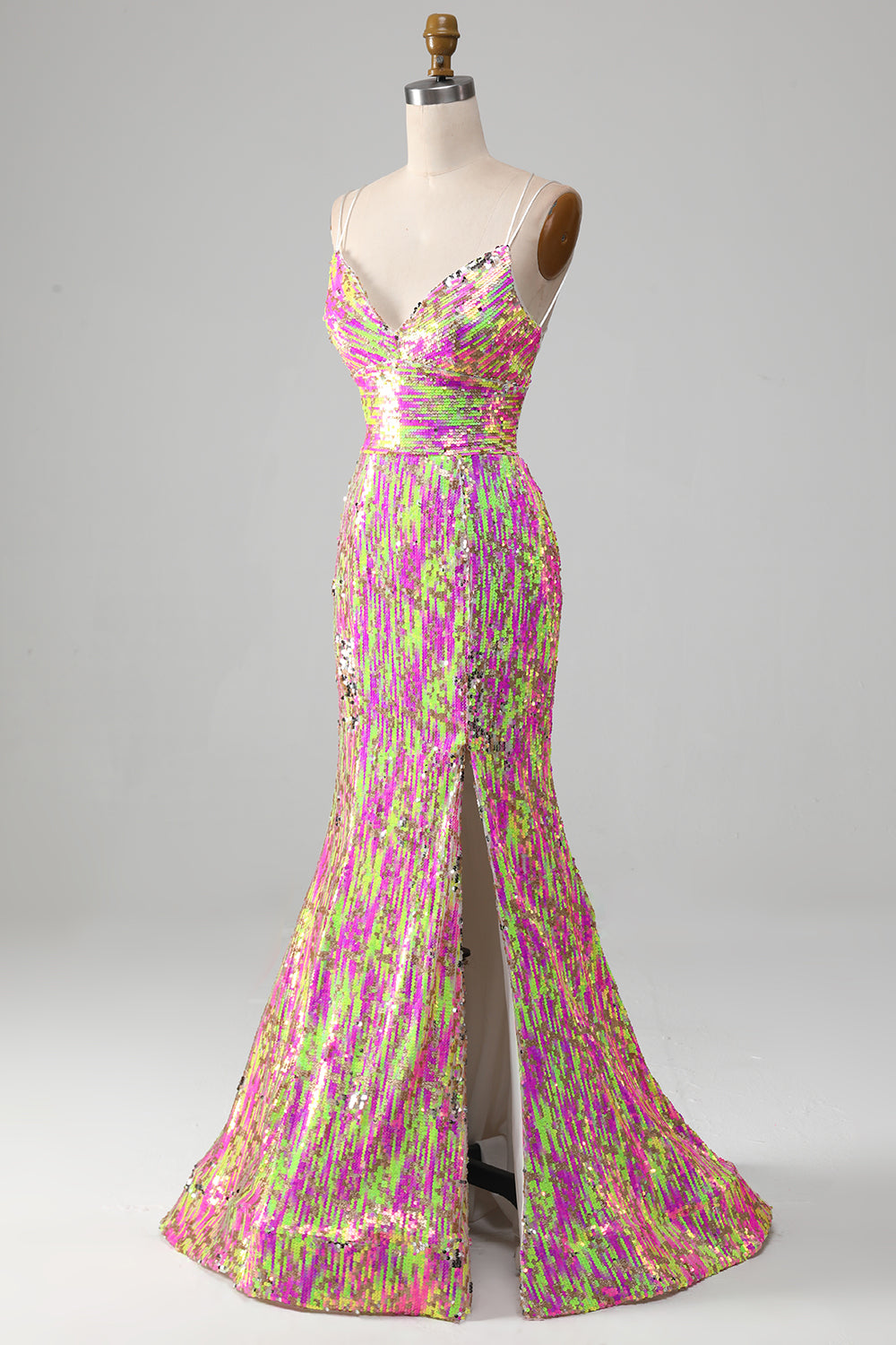 Pink glitzerndes Meerjungfrauen Ballkleid mit Schlitz