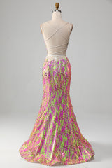 Pink glitzerndes Meerjungfrauen Ballkleid mit Schlitz