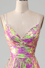 Pink glitzerndes Meerjungfrauen Ballkleid mit Schlitz