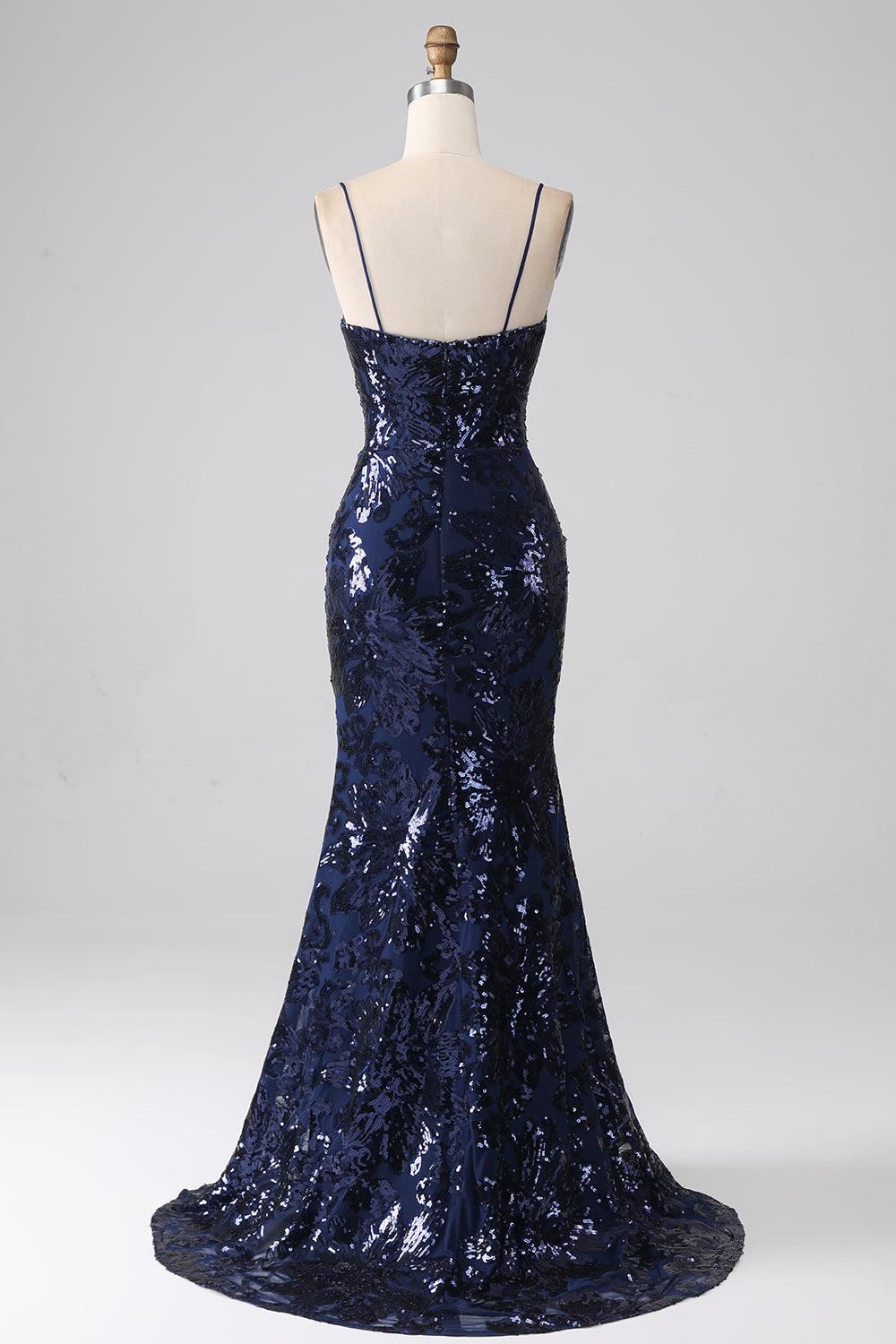 Pailletten Meerjungfrauen Spaghettiträger Ballkleid mit Schlitz