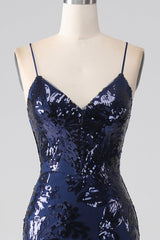 Pailletten Meerjungfrauen Spaghettiträger Ballkleid mit Schlitz