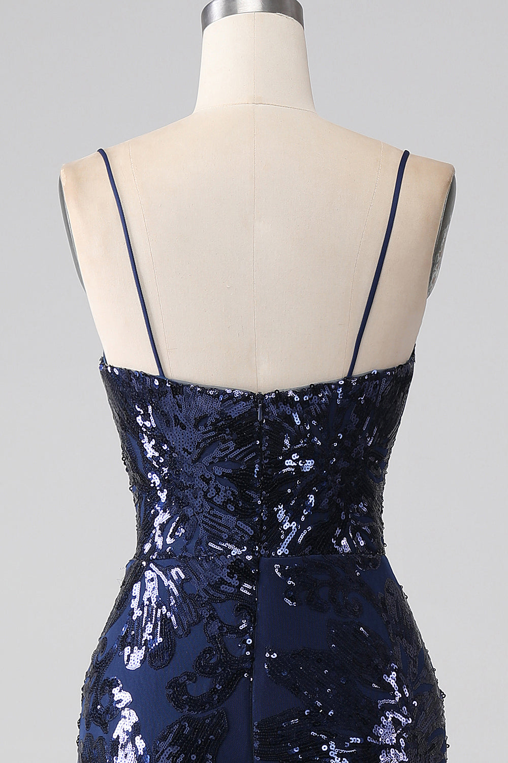 Pailletten Meerjungfrauen Spaghettiträger Ballkleid mit Schlitz
