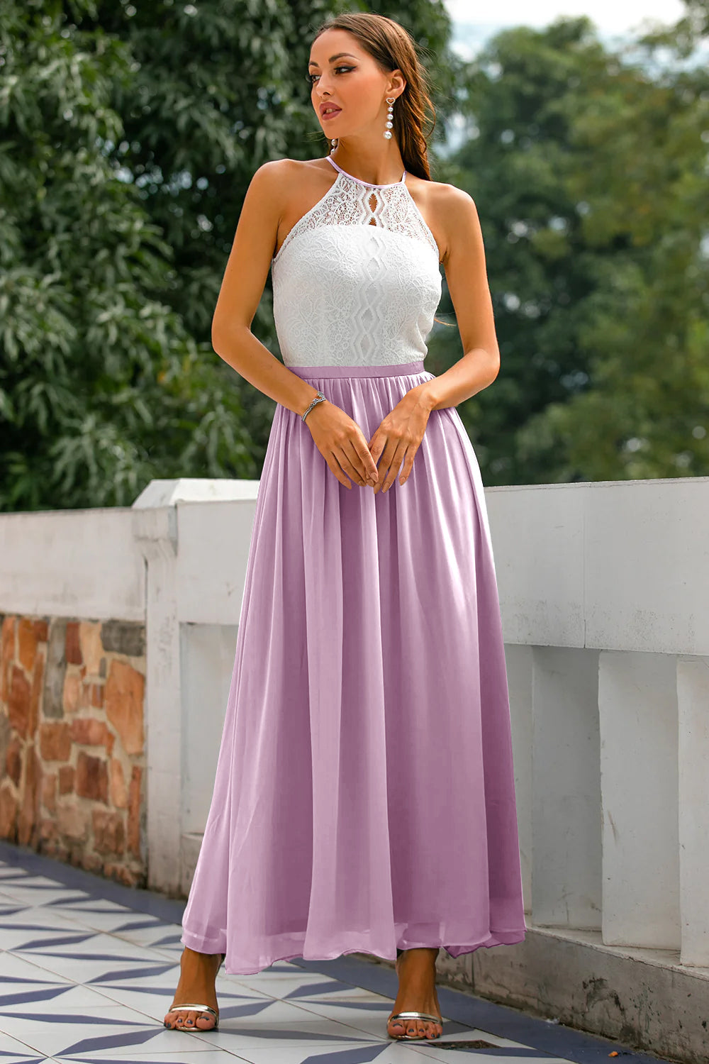 Pfau Offener Rücken Hochzeitsgast Kleid