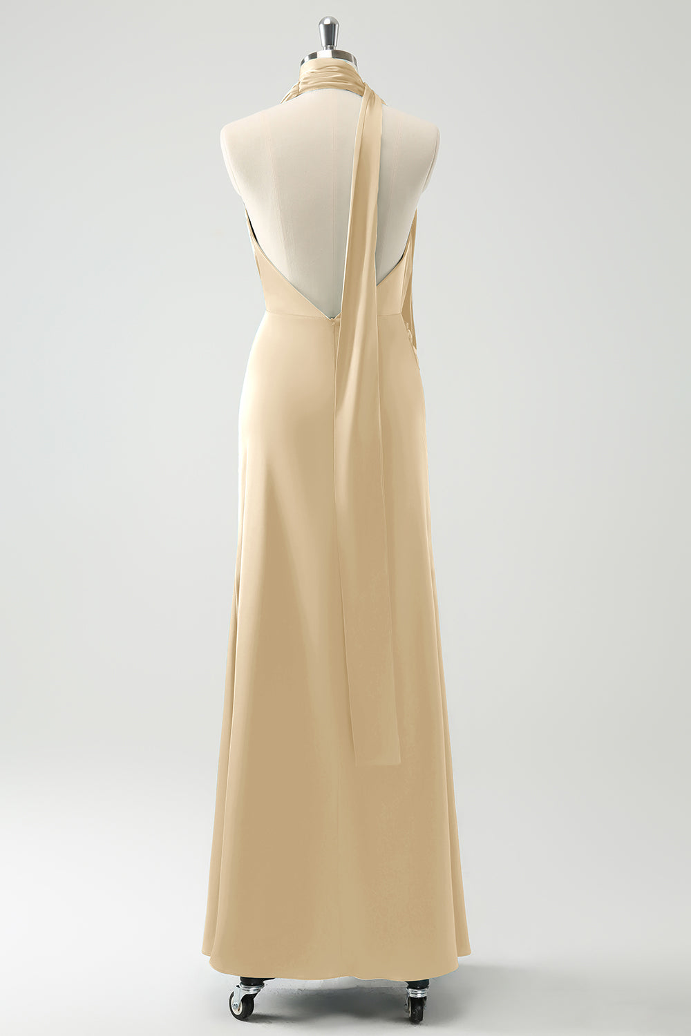 Pfauen V-Ausschnitt Rückenfreies Hochzeitsgastkleid mit Schlitz