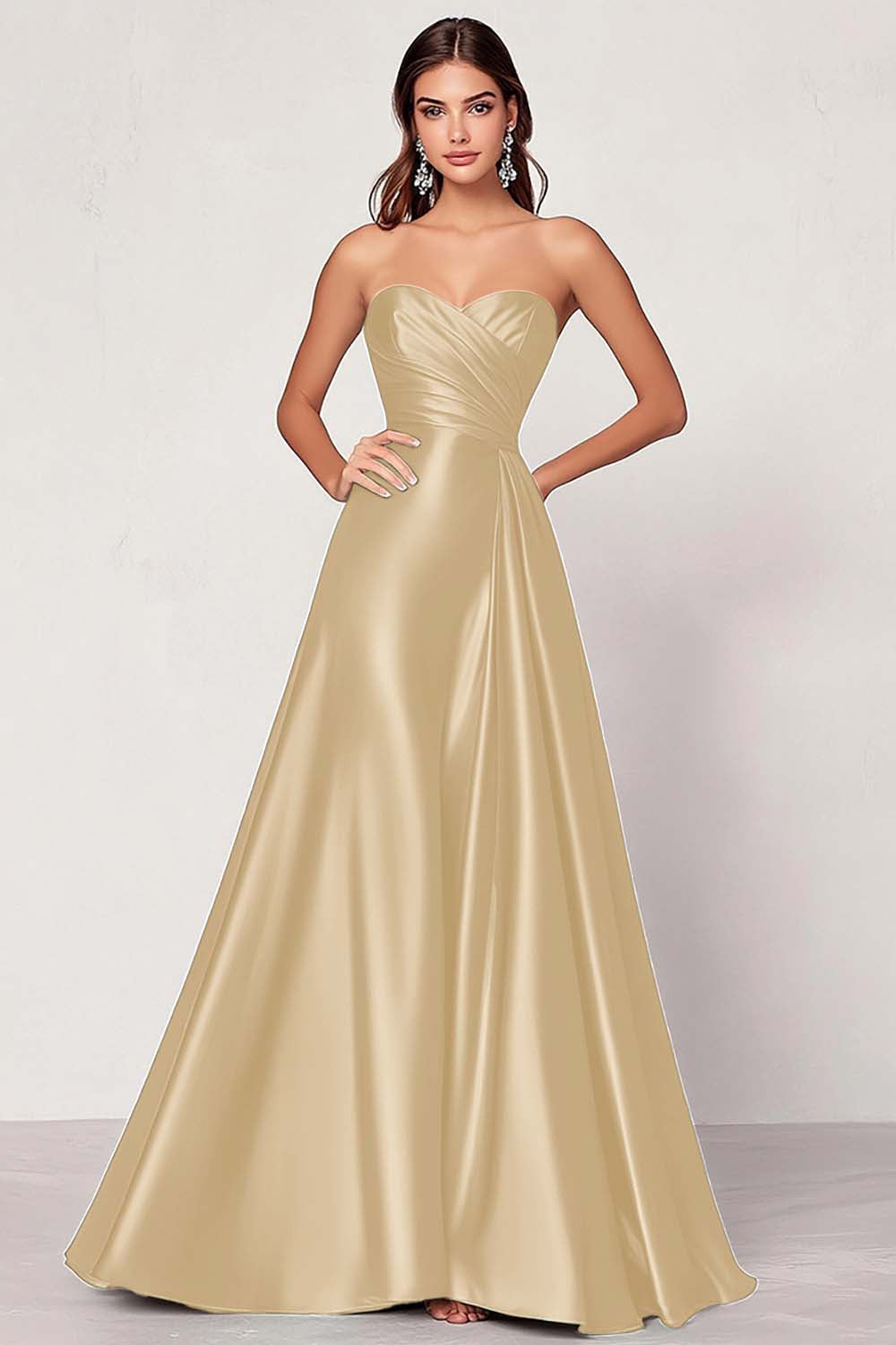 Dunkelgrünes A-Linie Satin Herzausschnitt Langes Ballkleid