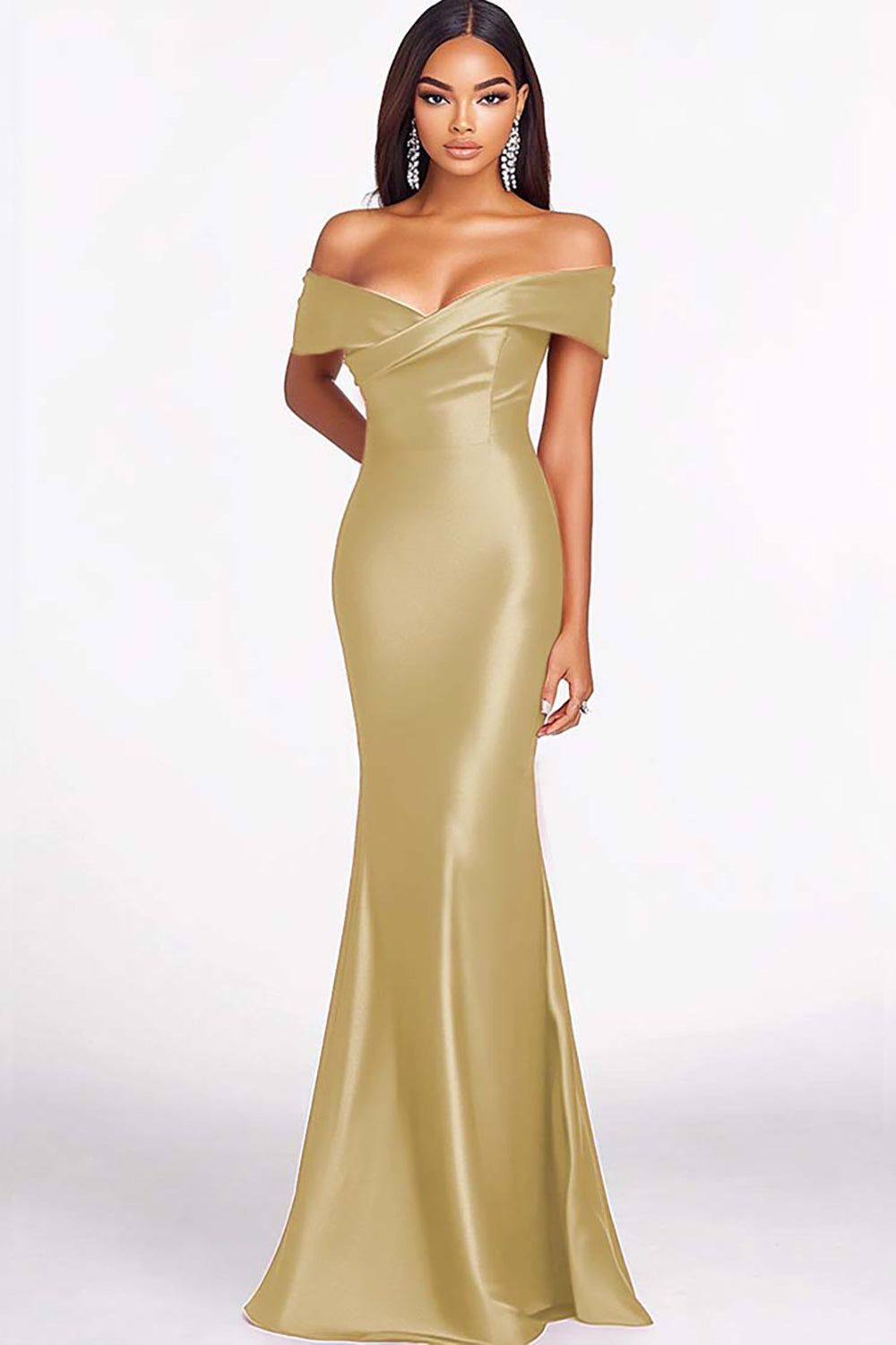 Rote Meerjungfrau schulterfreies Satin Abendkleid