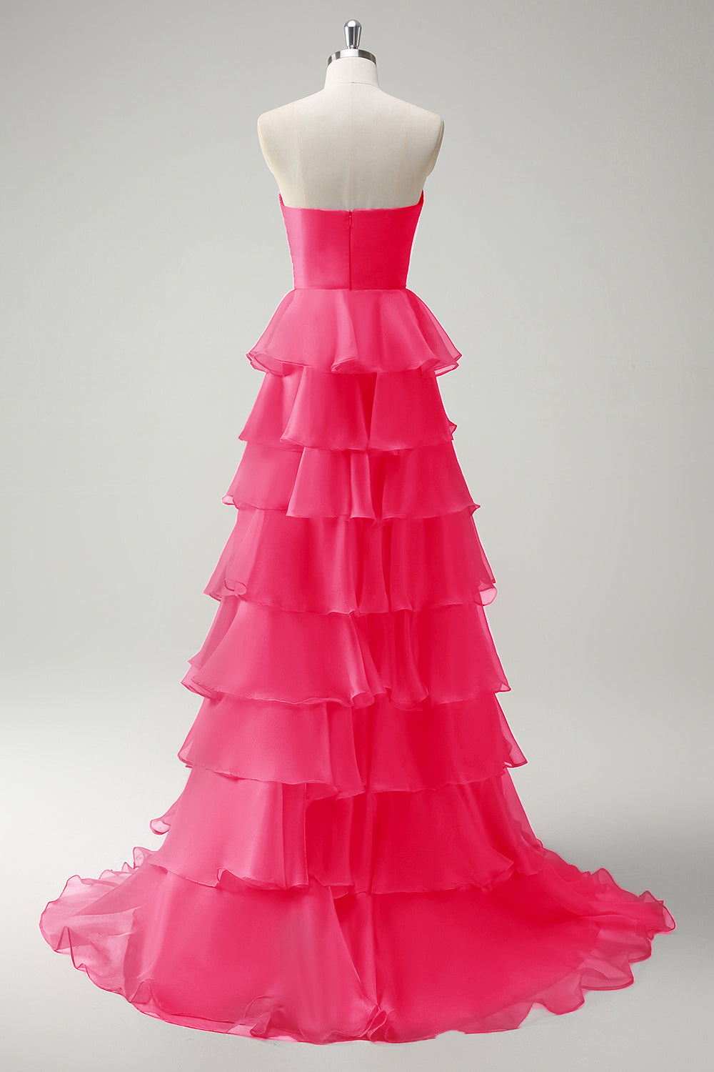 Orange Herzausschnitt Prinzessin Gestuftes Langes Ballkleid mit Schlitz