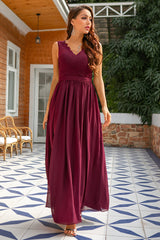 Burgundy Langes Brautjungfernkleid