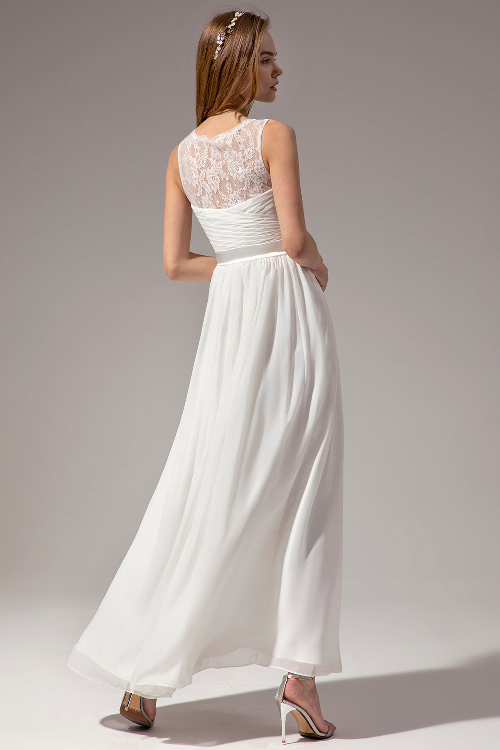 Langes Blush Chiffonkleid