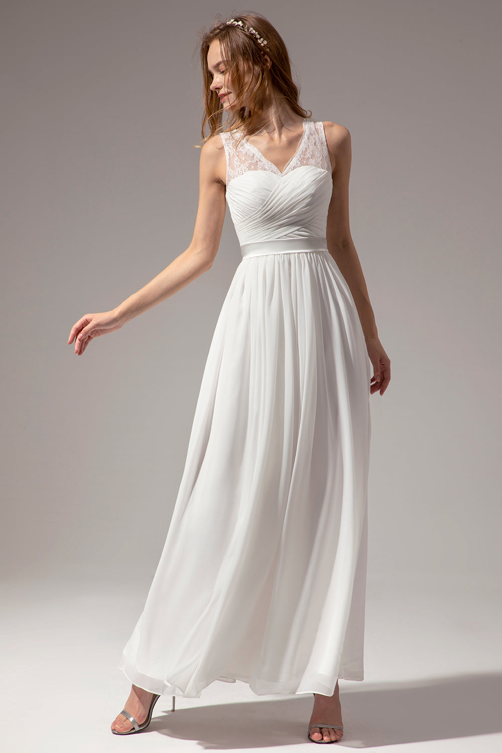 Langes Blush Chiffonkleid