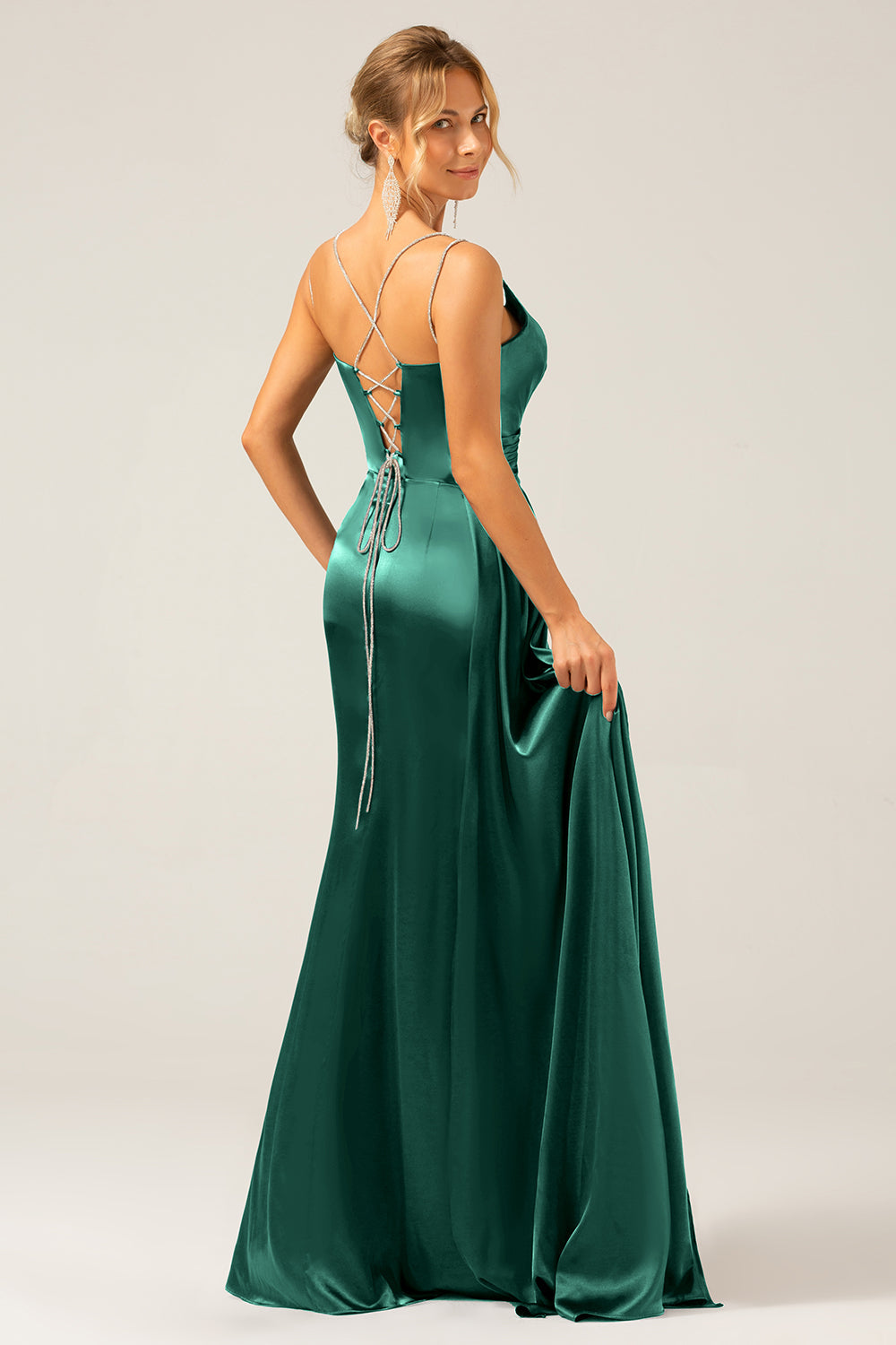 Schwarzes Meerjungfrauen Spaghettiträger Plissee Korsett Langes Ballkleid mit Schlitz