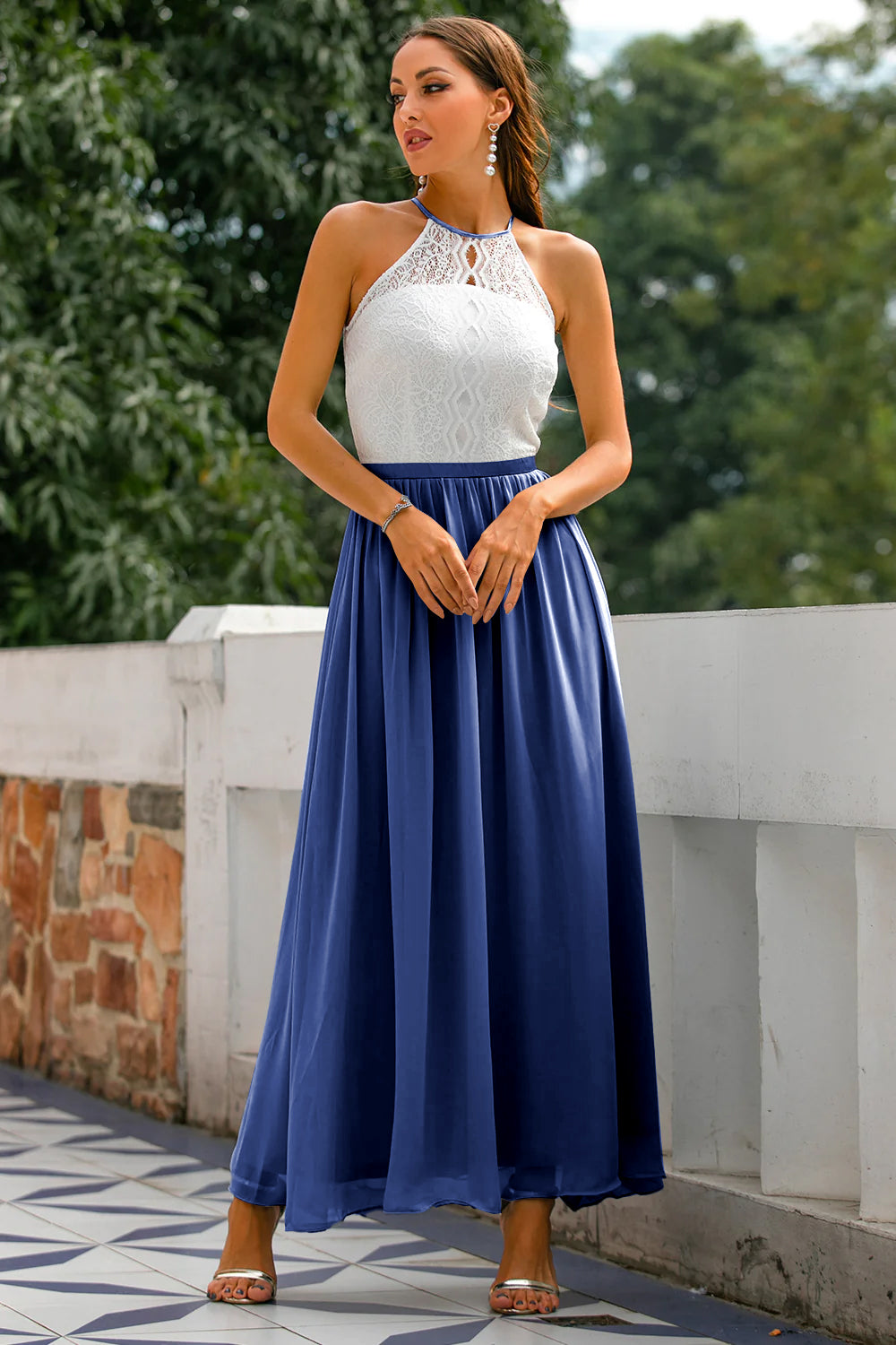 Graues Offener Rücken Hochzeitsgast Kleid