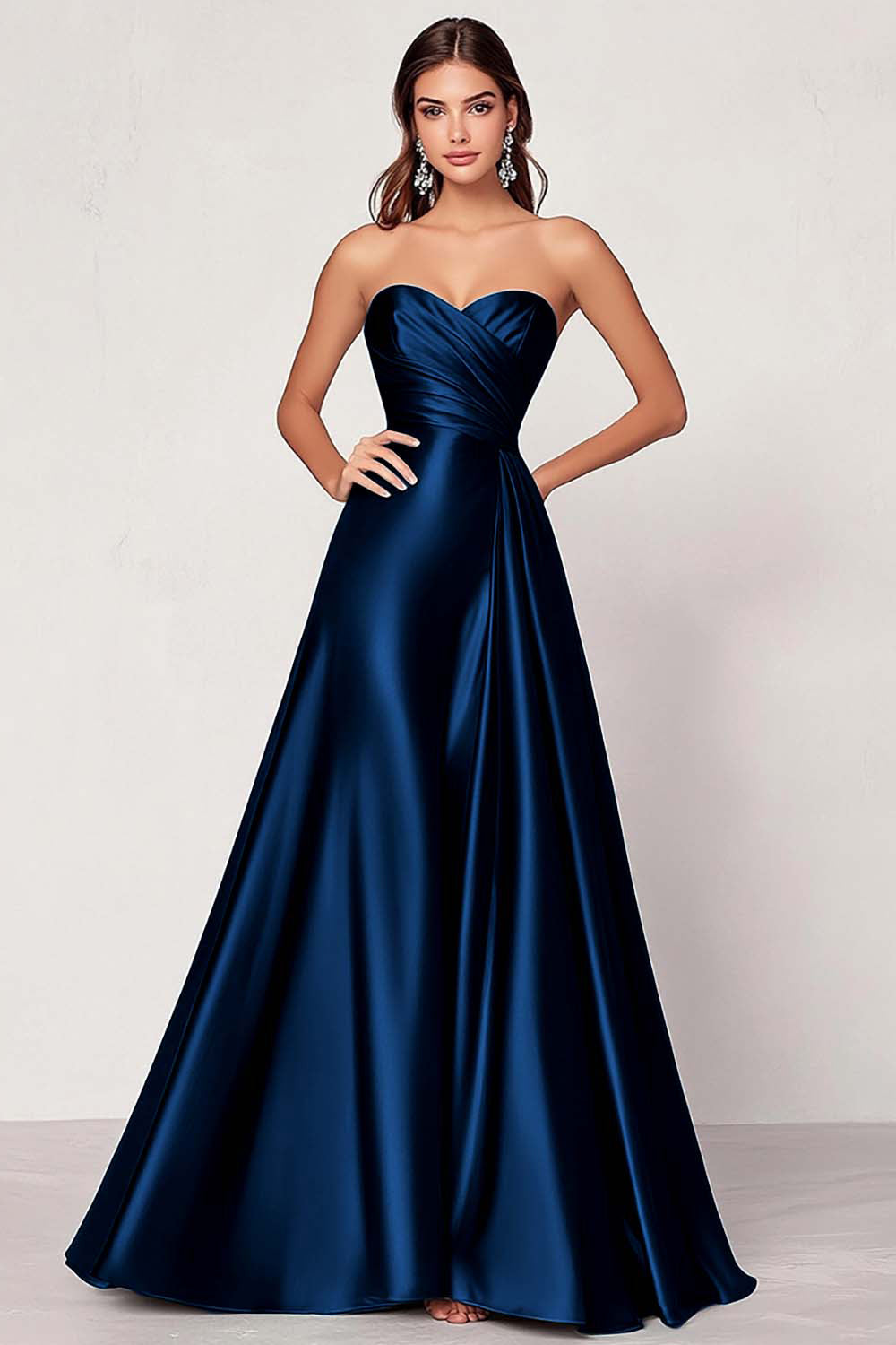 Dunkelgrünes A-Linie Satin Herzausschnitt Langes Ballkleid