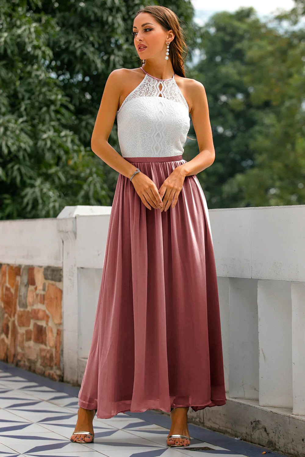 Pfau Offener Rücken Hochzeitsgast Kleid