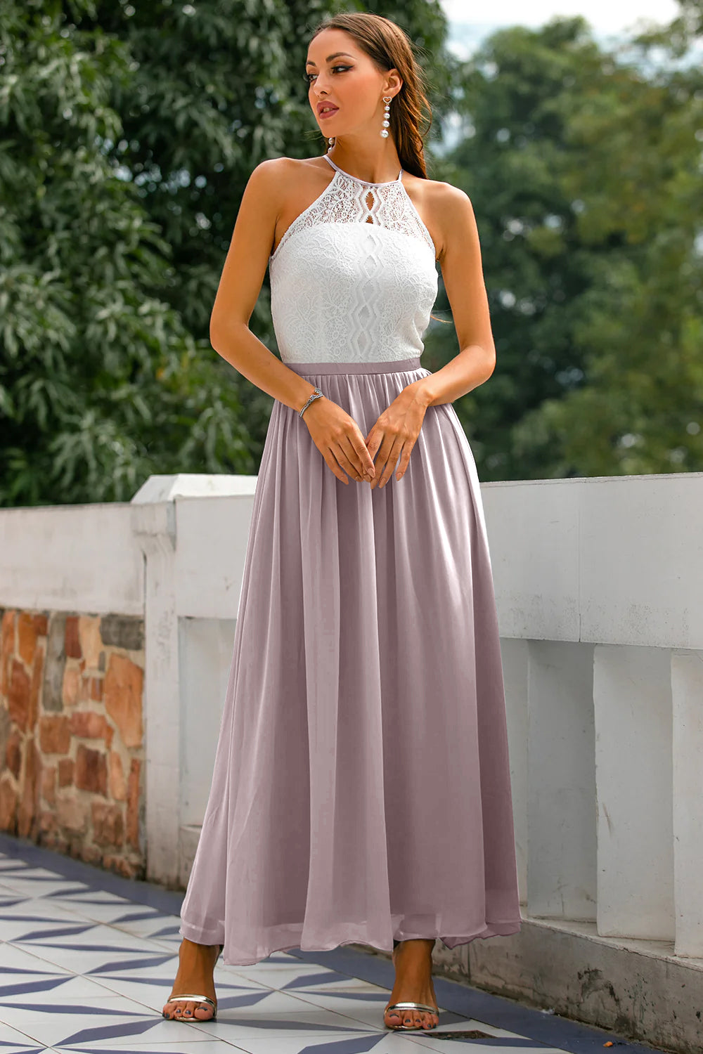 Pfau Offener Rücken Hochzeitsgast Kleid