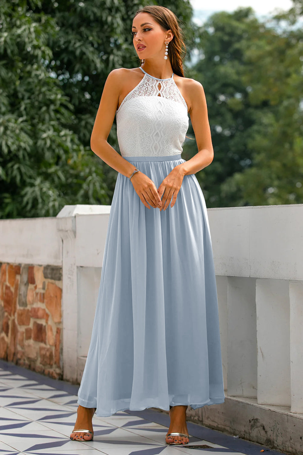 Graues Offener Rücken Hochzeitsgast Kleid