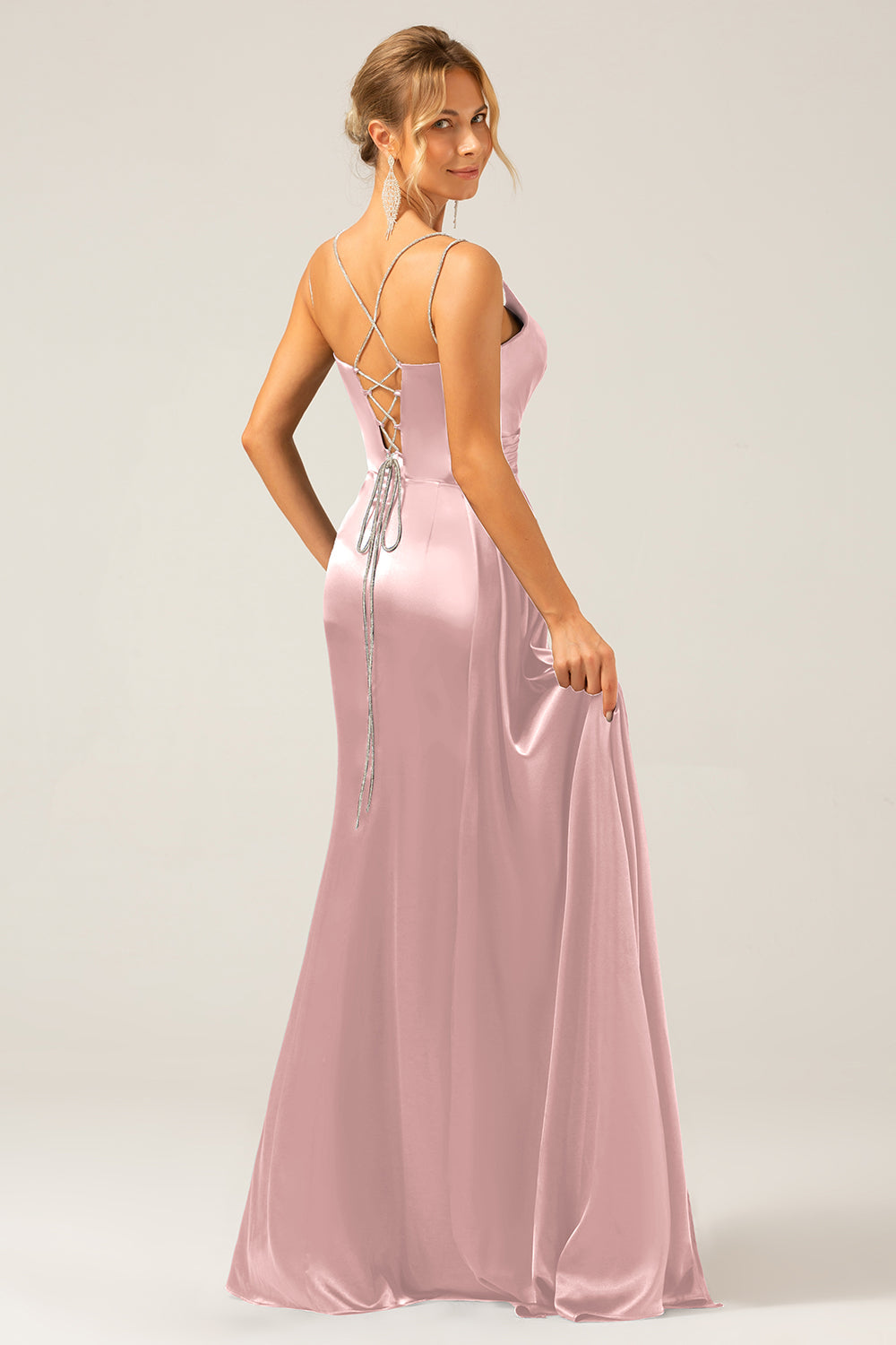 Schwarzes Meerjungfrauen Spaghettiträger Plissee Korsett Langes Ballkleid mit Schlitz