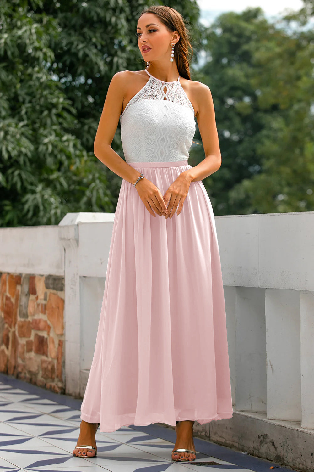 Graues Offener Rücken Hochzeitsgast Kleid