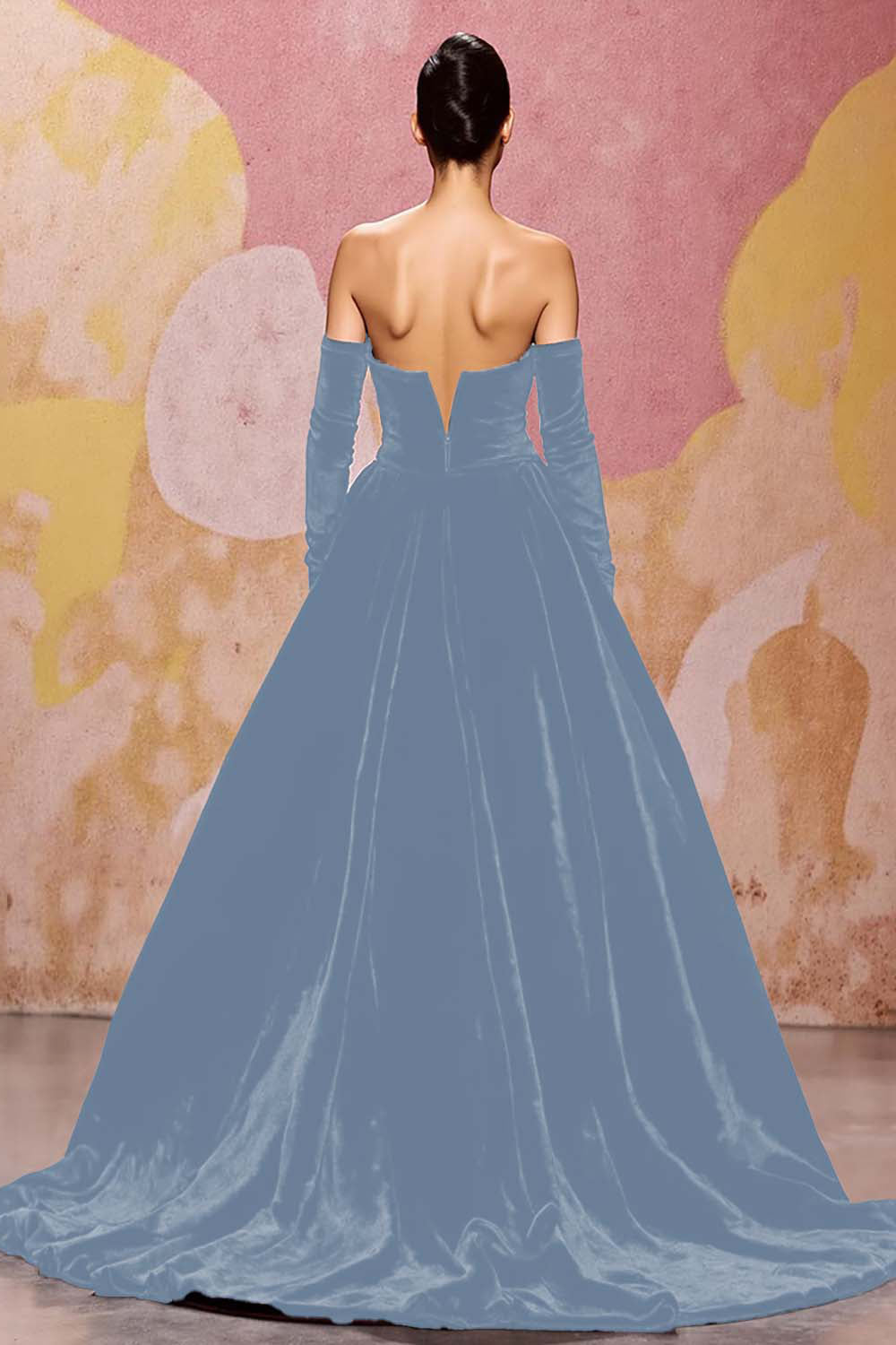 Herzförmiges Dunkelrotes Abendkleid aus Samt in A-Linie
