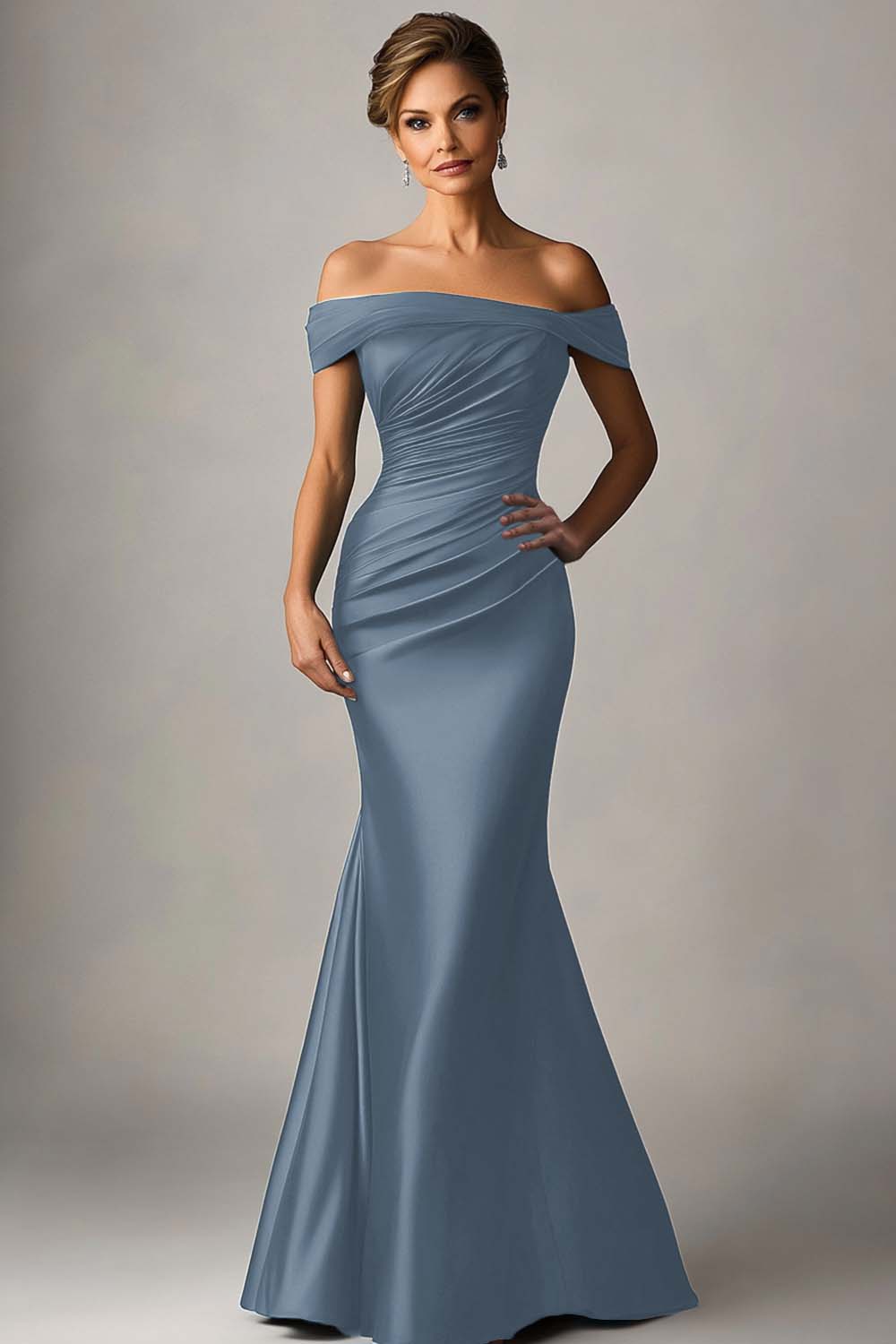 Pfauenblaues Meerjungfrauen Blaues Abendkleid aus Satin