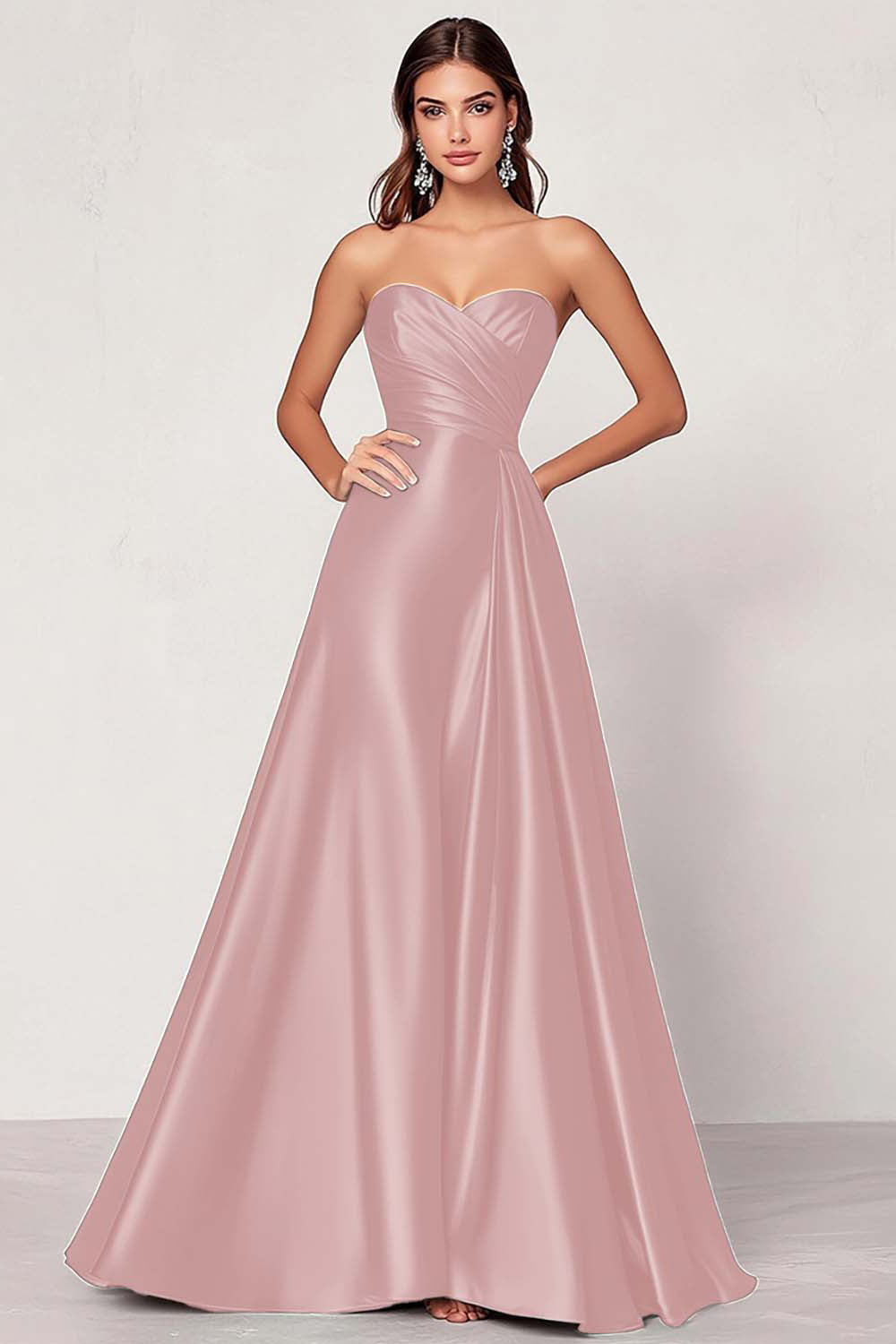 Dunkelgrünes A-Linie Satin Herzausschnitt Langes Ballkleid