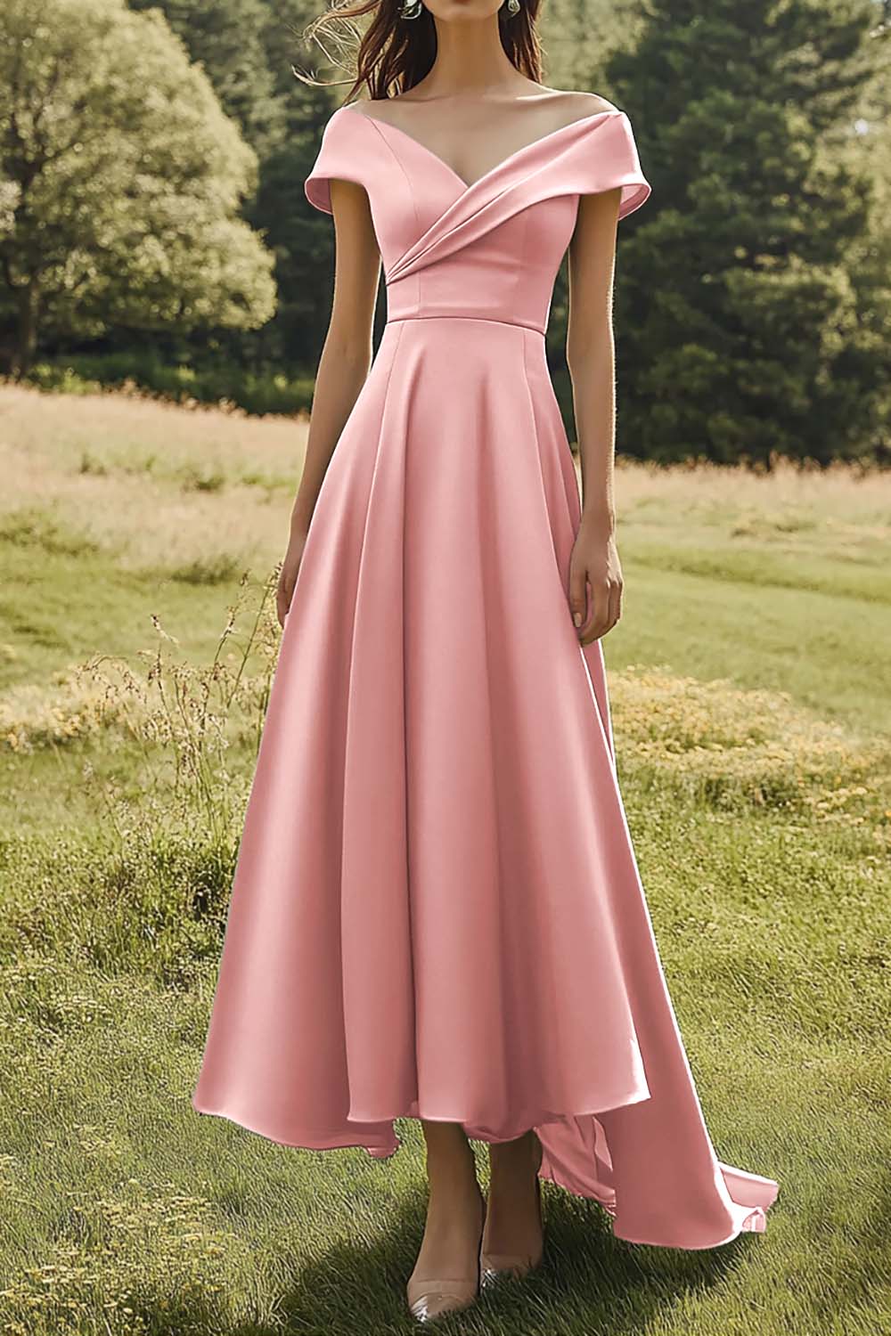 Sage Schulterfreies Schlankes Ballkleid mit Breitem Saum
