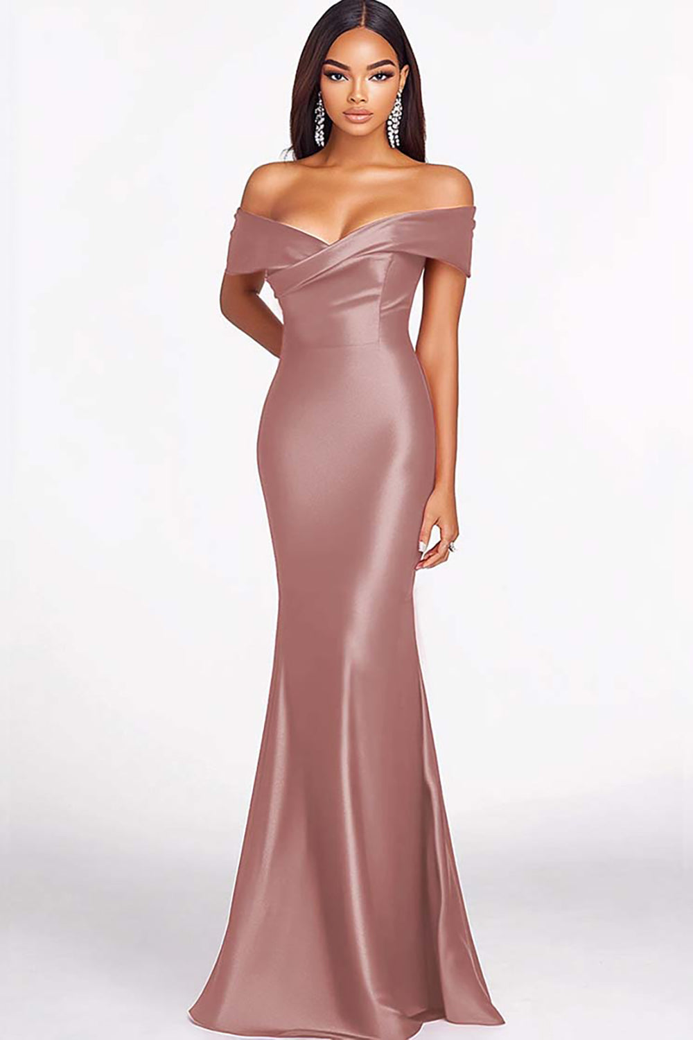 Rote Meerjungfrau schulterfreies Satin Abendkleid