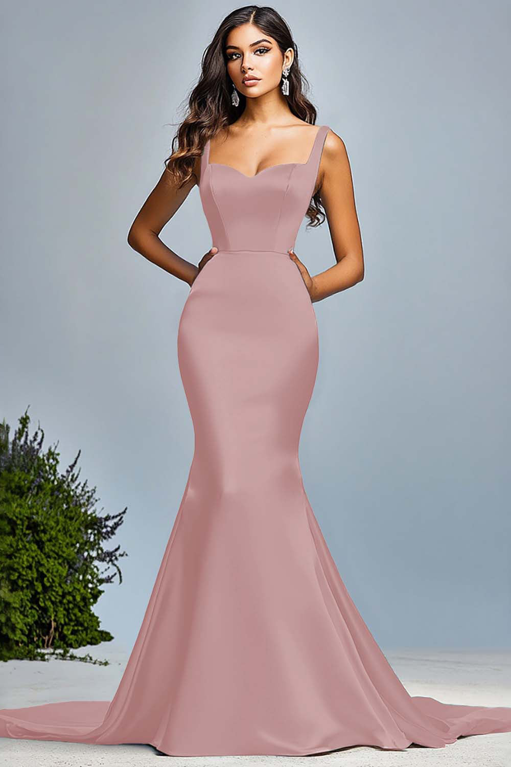Satin Dunkelgrünes Meerjungfrau Langes Ballkleid
