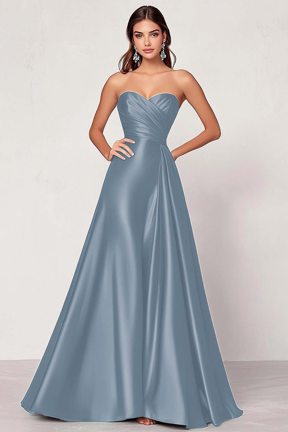 Dunkelgrünes A-Linie Satin Herzausschnitt Langes Ballkleid