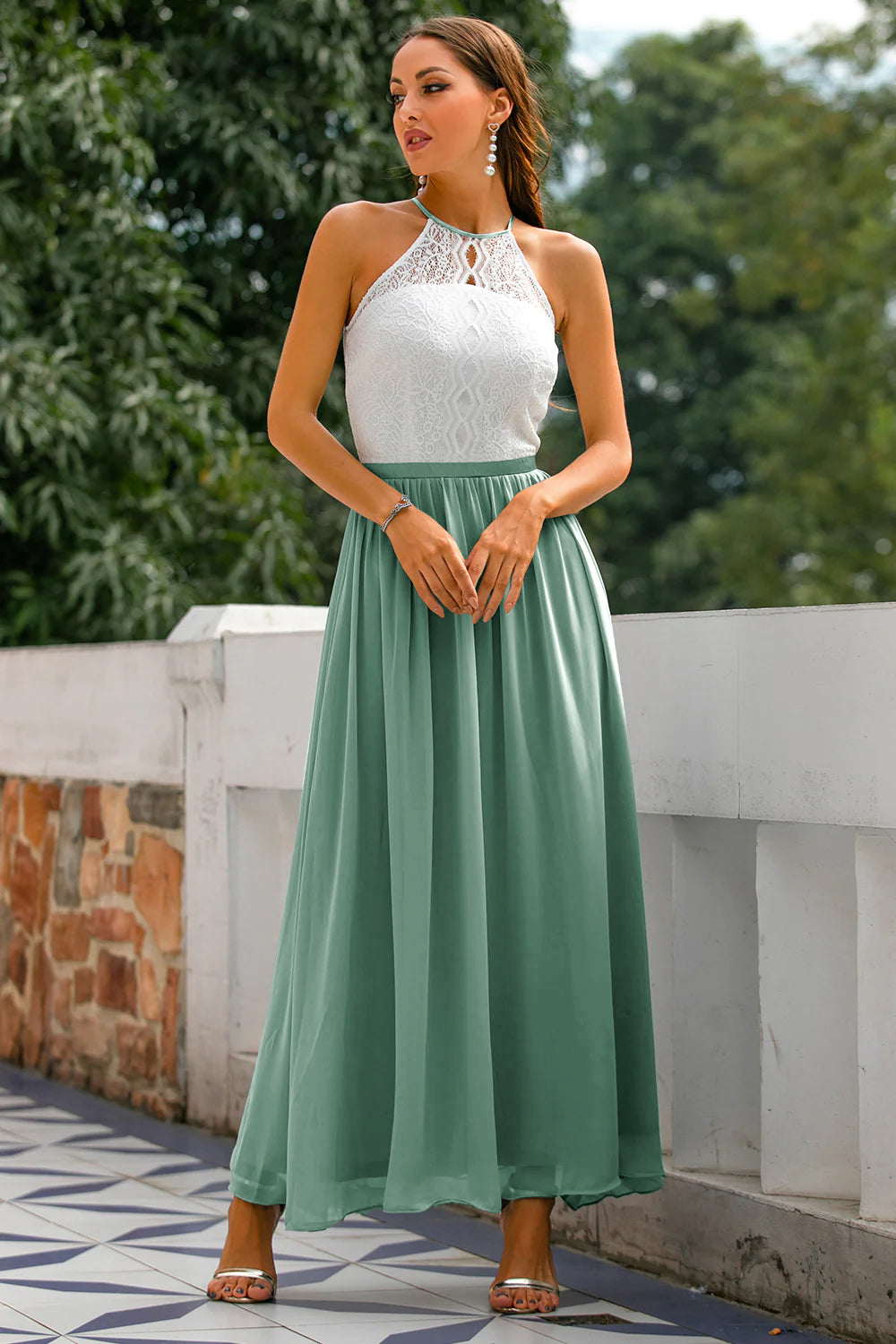 Graues Offener Rücken Hochzeitsgast Kleid