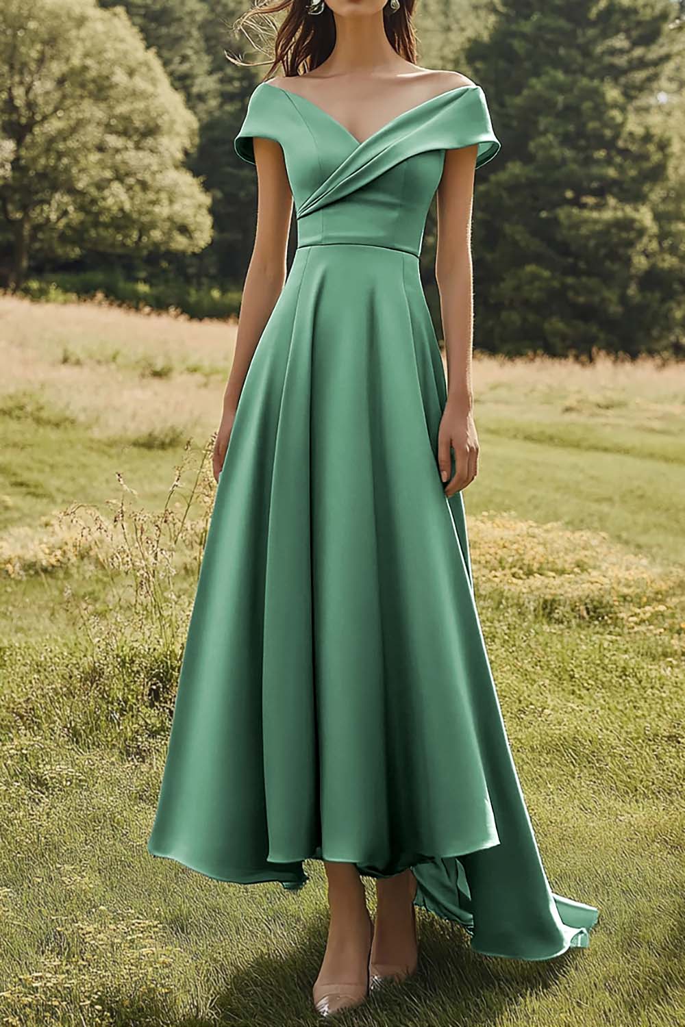 Sage Schulterfreies Schlankes Ballkleid mit Breitem Saum
