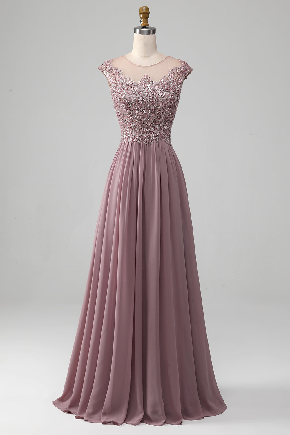 A-Linie Blush Abschlussballkleid mit Perlen
