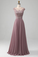 A-Linie Blush Abschlussballkleid mit Perlen