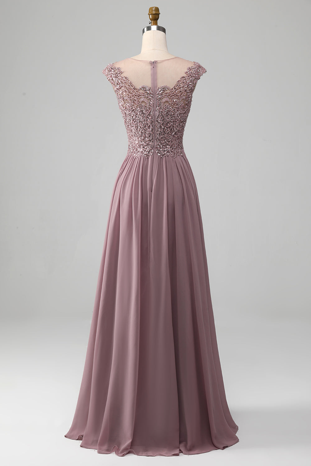 A-Linie Blush Abschlussballkleid mit Perlen