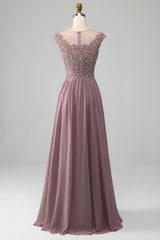 A-Linie Blush Abschlussballkleid mit Perlen
