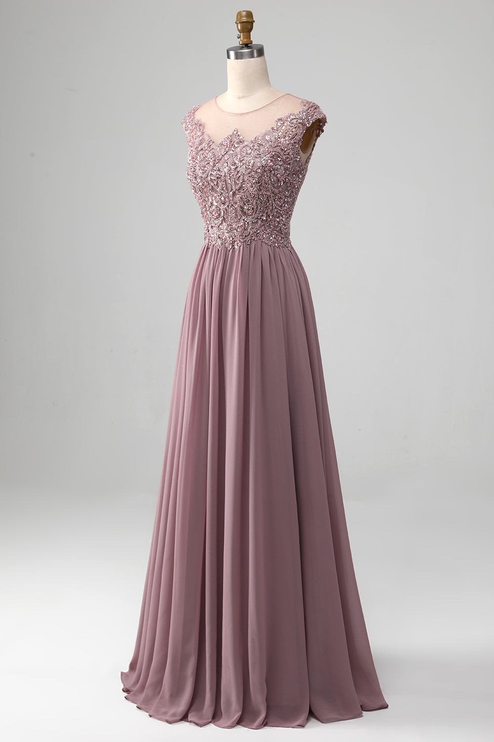 A-Linie Blush Abschlussballkleid mit Perlen