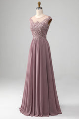 A-Linie Blush Abschlussballkleid mit Perlen