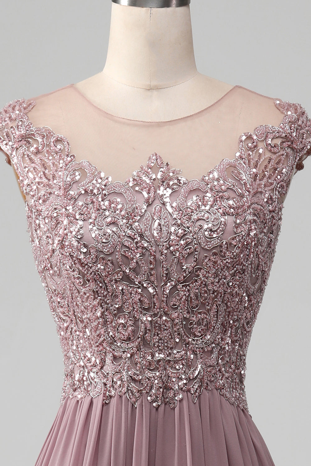 A-Linie Blush Abschlussballkleid mit Perlen