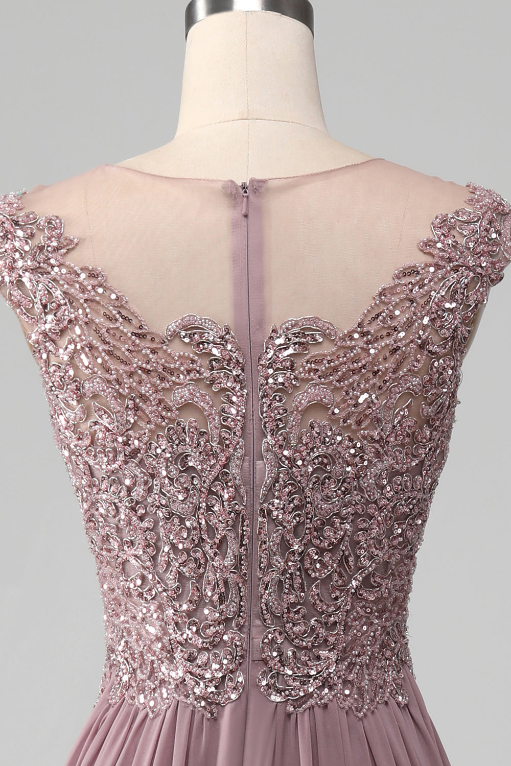 A-Linie Blush Abschlussballkleid mit Perlen