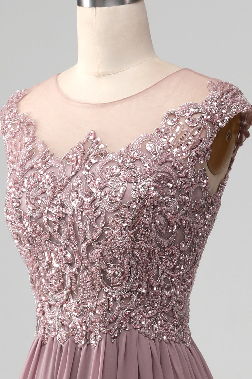 A-Linie Blush Abschlussballkleid mit Perlen