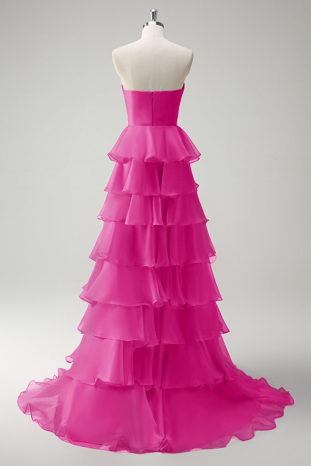Orange Herzausschnitt Prinzessin Gestuftes Langes Ballkleid mit Schlitz
